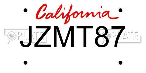 JZMT87 California License Plate