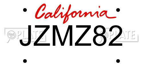 JZMZ82 California License Plate