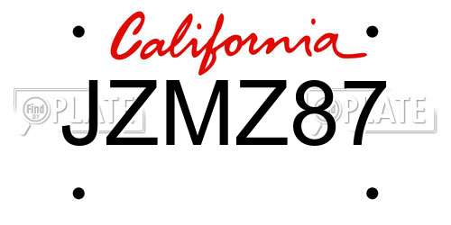 JZMZ87 California License Plate