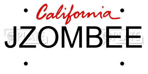 JZOMBEE California License Plate