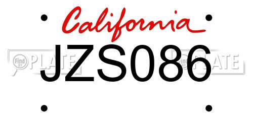 JZS086 California License Plate