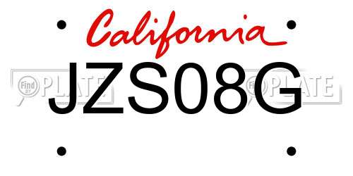 JZS08G California License Plate