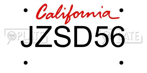 JZSD56 California License Plate
