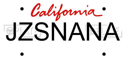 JZSNANA California License Plate