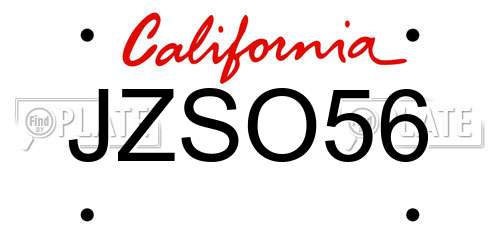 JZSO56 California License Plate