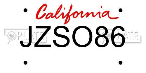 JZSO86 California License Plate