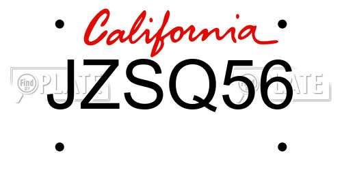 JZSQ56 California License Plate