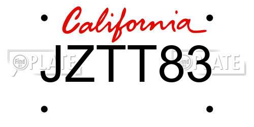 JZTT83 California License Plate