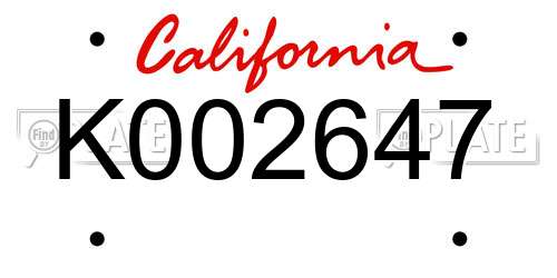 K002647 California License Plate