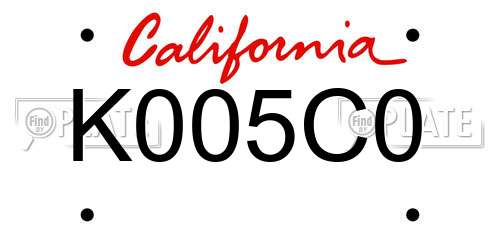 K005C0 California License Plate
