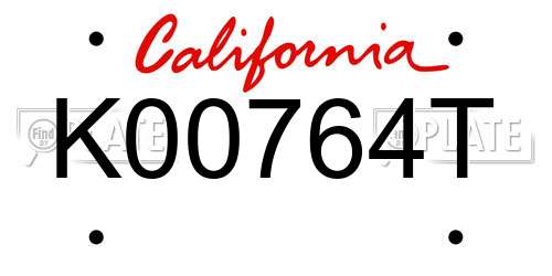 K00764T California License Plate
