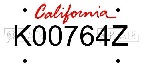 K00764Z California License Plate