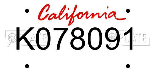 K078091 California License Plate