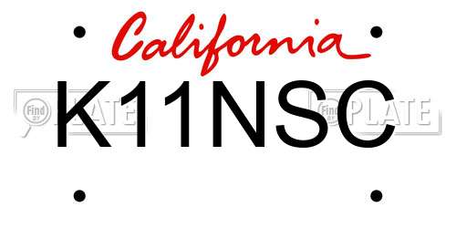 K11NSC California License Plate