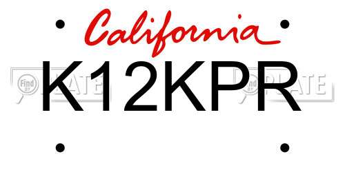 K12KPR California License Plate