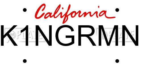 K1NGRMN California License Plate