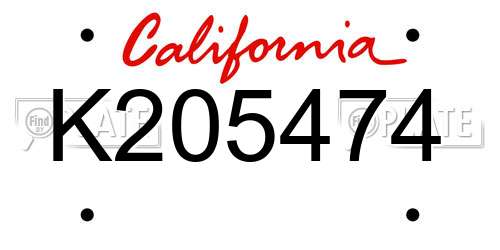 K205474 California License Plate
