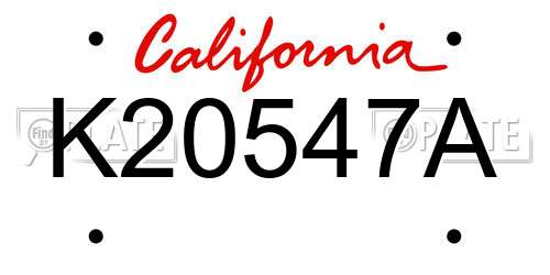 K20547A California License Plate