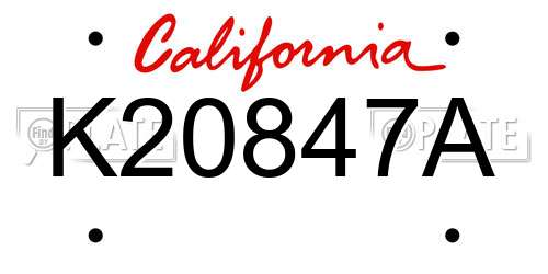 K20847A California License Plate