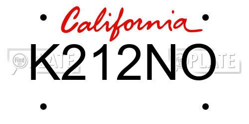 K212NO California License Plate