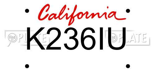 K236IU California License Plate