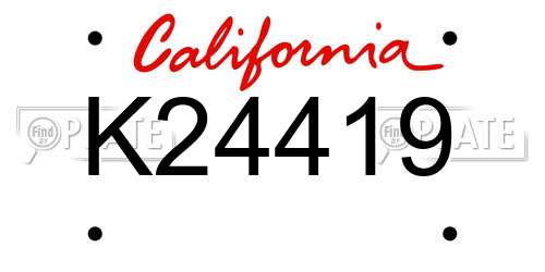 K24419 California License Plate