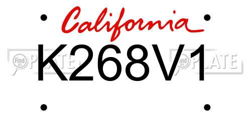 K268V1 California License Plate