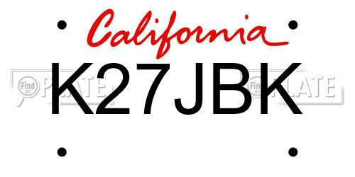 K27JBK California License Plate