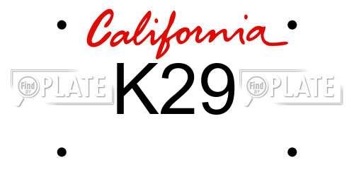 K29 California License Plate
