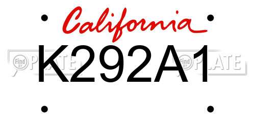 K292A1 California License Plate