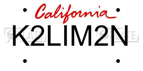 K2LIM2N California License Plate
