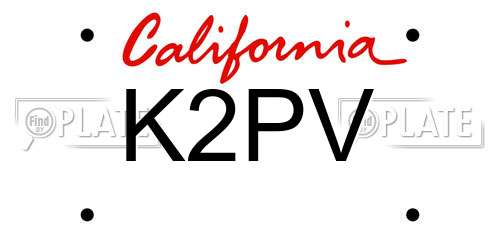 K2PV California License Plate