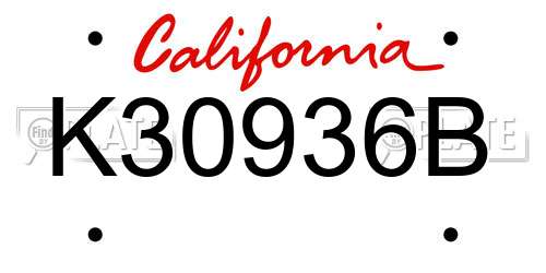 K30936B California License Plate