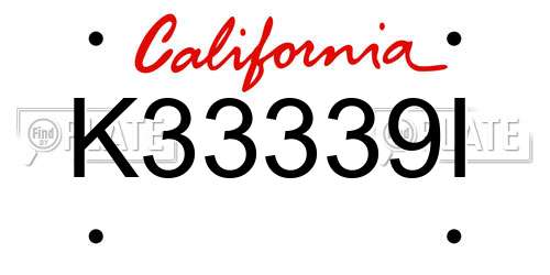 K33339I California License Plate