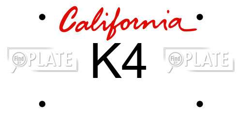 K4 California License Plate