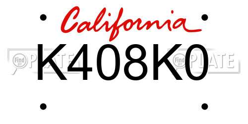 K408K0 California License Plate