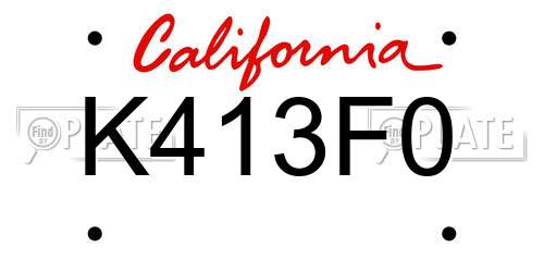 K413F0 California License Plate