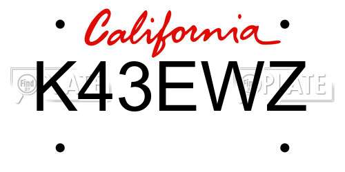 K43EWZ California License Plate