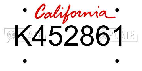 K452861 California License Plate
