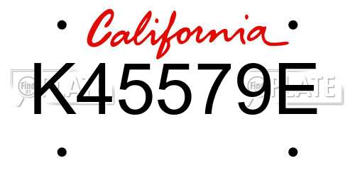 K45579E California License Plate