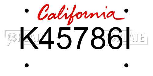 K45786I California License Plate