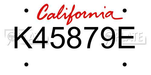 K45879E California License Plate