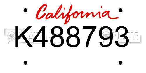 K488793 California License Plate