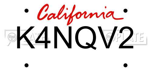 K4NQV2 California License Plate