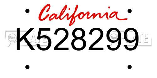 K528299 California License Plate