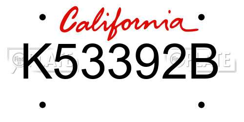 K53392B California License Plate