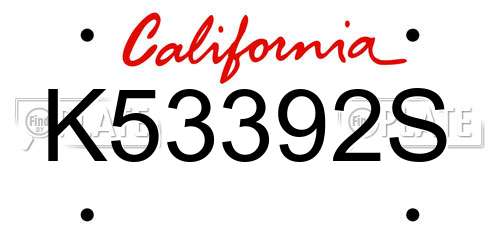 K53392S California License Plate