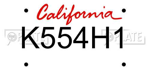 K554H1 California License Plate