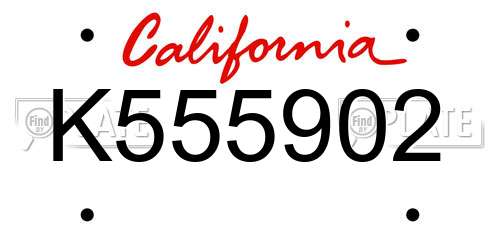 K555902 California License Plate