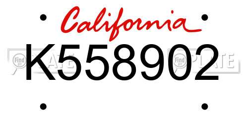 K558902 California License Plate